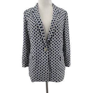 Cartonnier Anthropologie Women's Navy White Southwark Blazer‎ Jacket Size Small